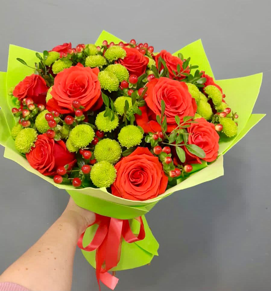 Букет цветов из: Хризантемы и Розы в Тербунах