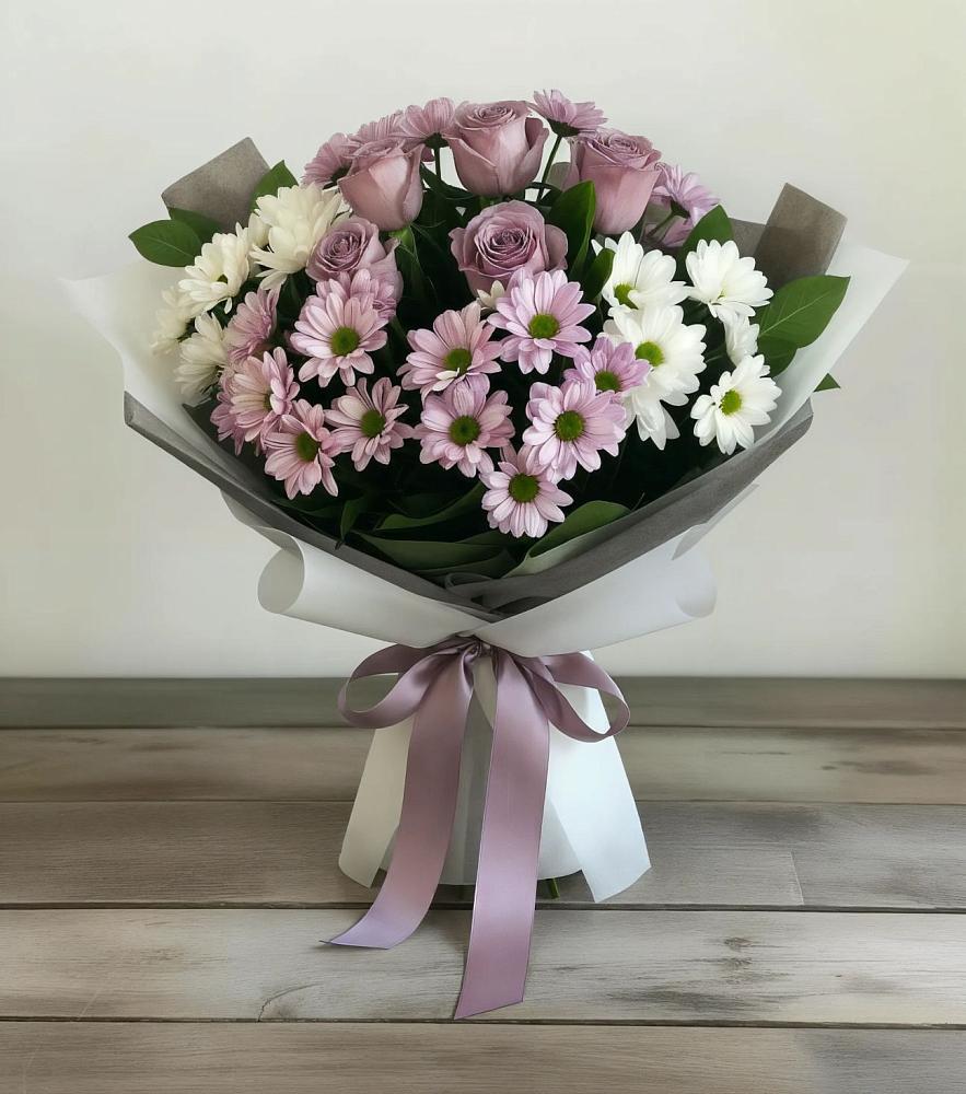 Букет цветов из: Хризантемы и Розы в Тербунах