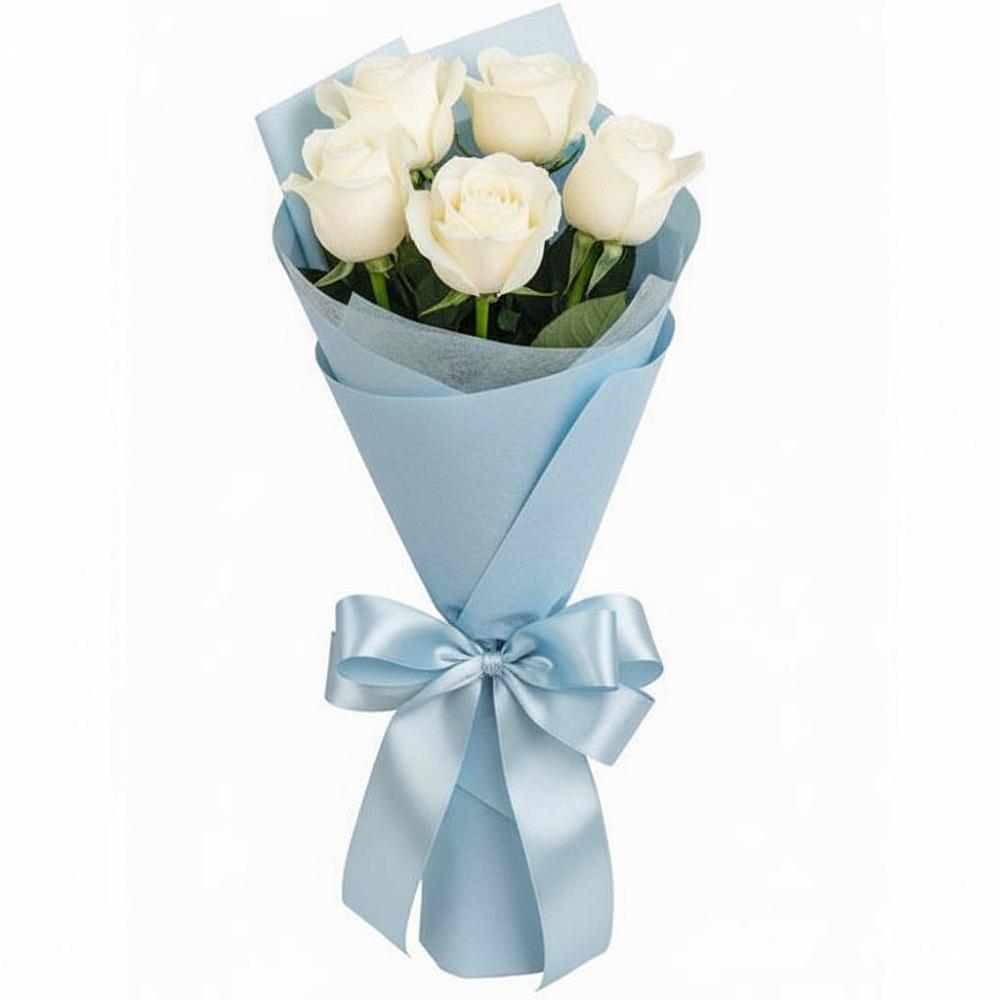 Букет 5 Белых роз Проуд в Тербунах