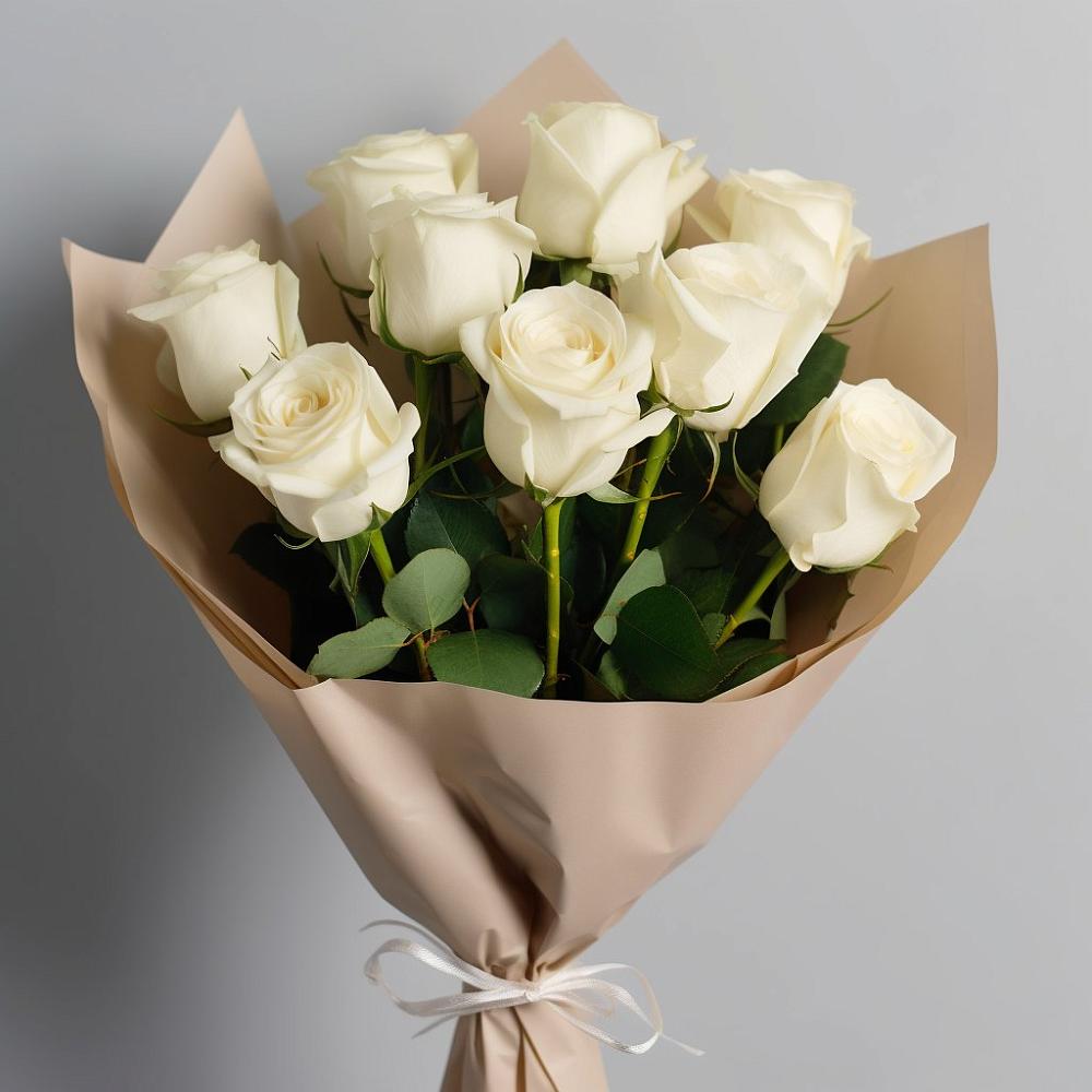 Букет 9 Белых роз Эдлесс Лав в Тербунах