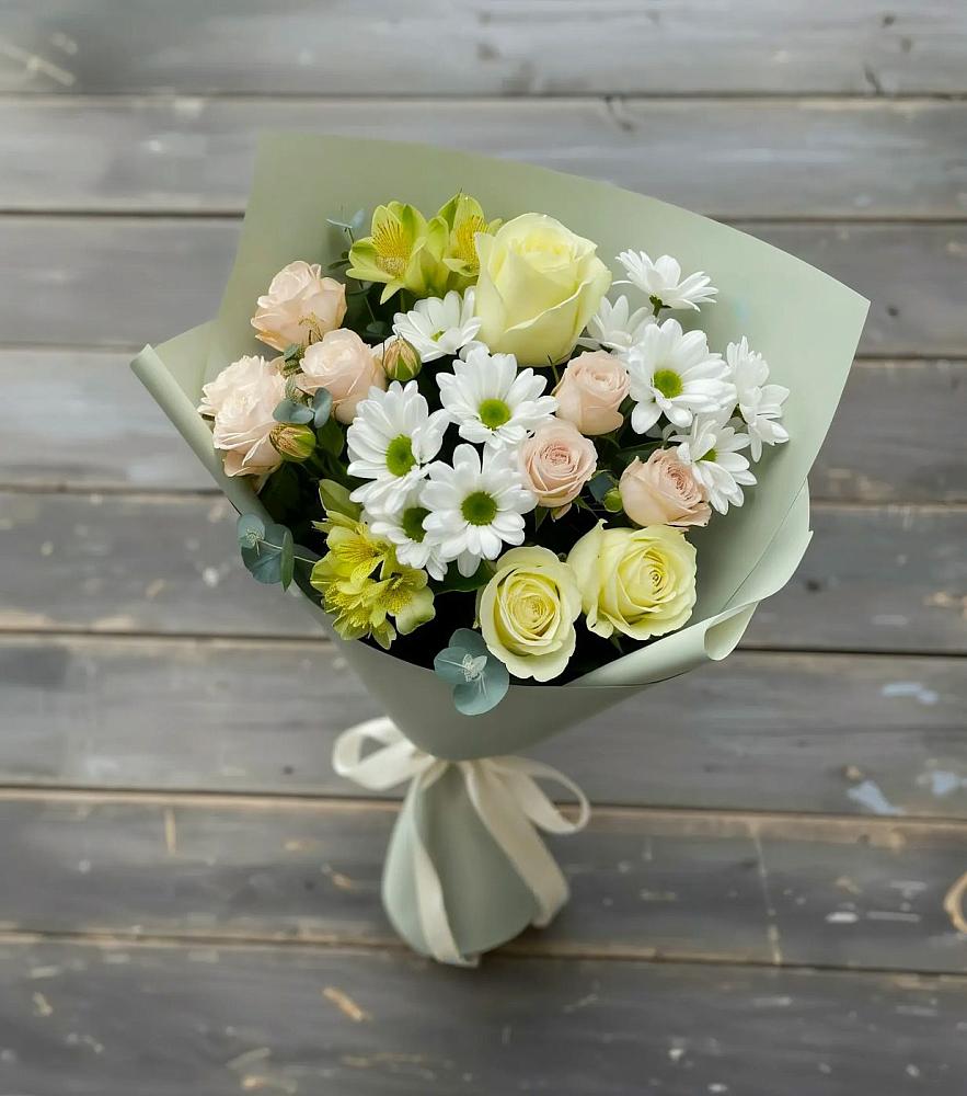 Букет цветов из: Альстромерии, Розы и Хризантемы в Тербунах