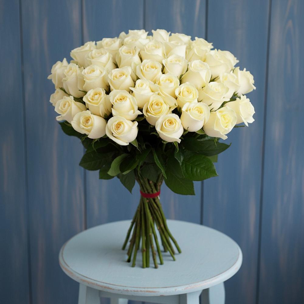 Букет 51 Белая роза Эдлесс Лав в Тербунах