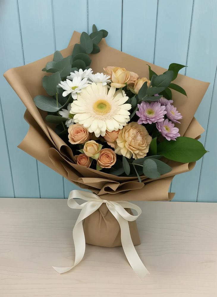 Букет цветов из: Герберы и Хризантемы в Тербунах