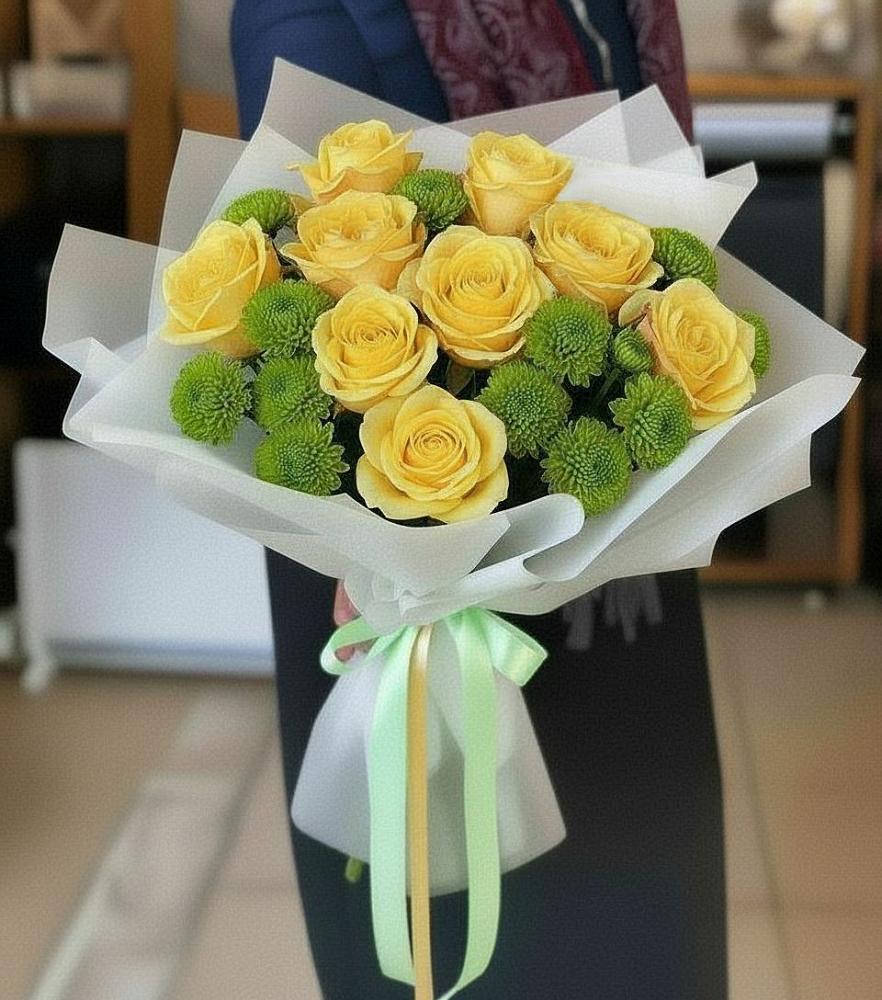 Букет цветов из: Хризантемы и Розы в Тербунах