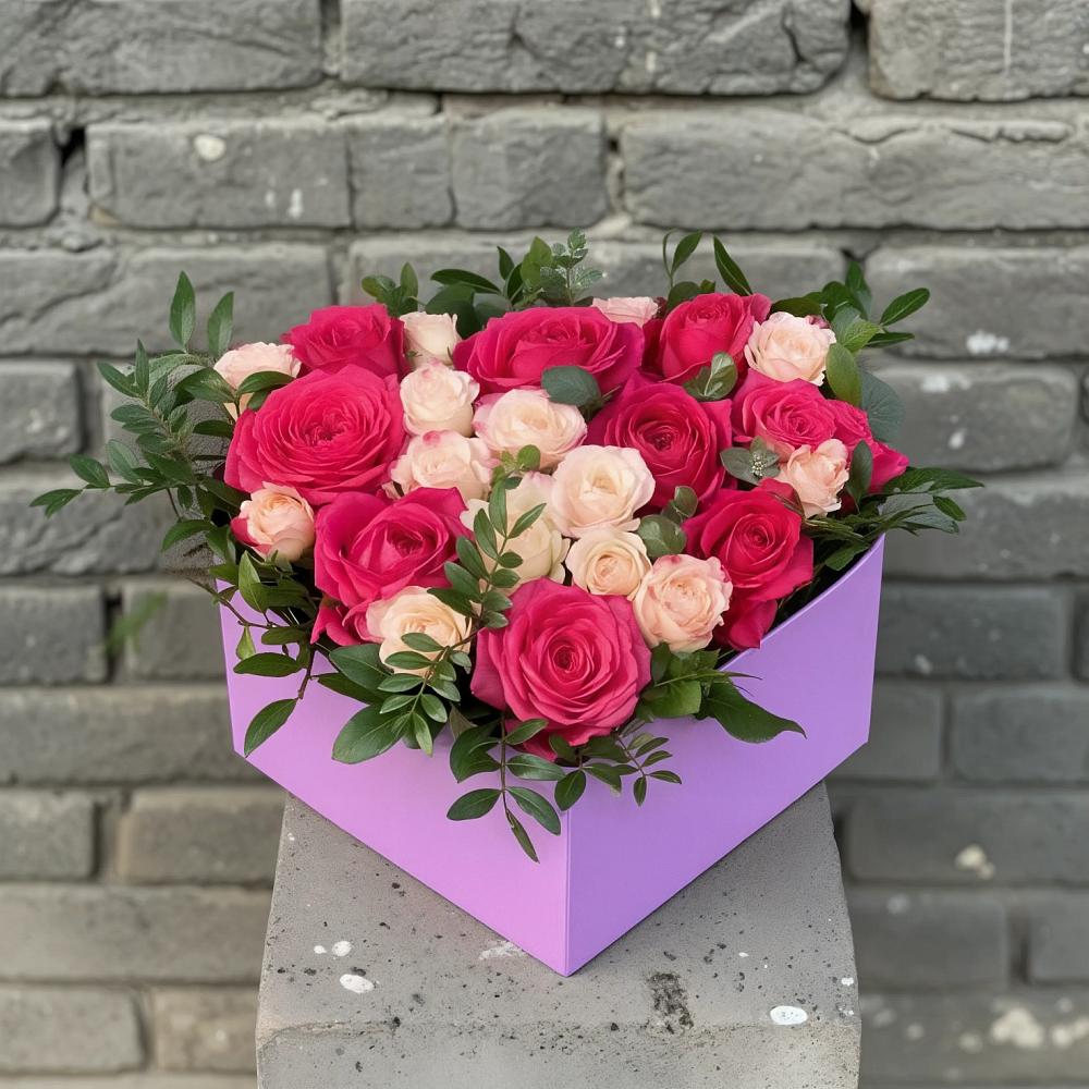 Цветочная композиция из Розы в коробке в Тербунах