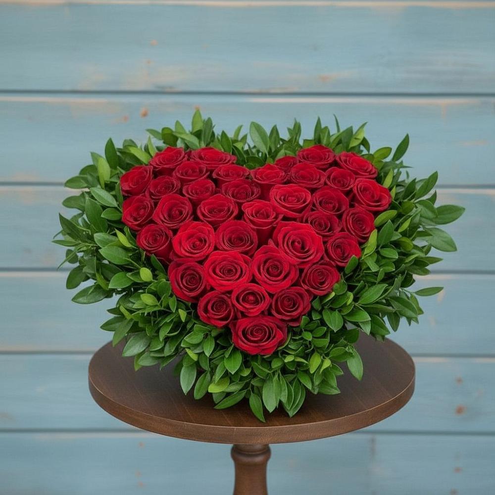 Цветочная композиция из Розы в виде сердца в Тербунах