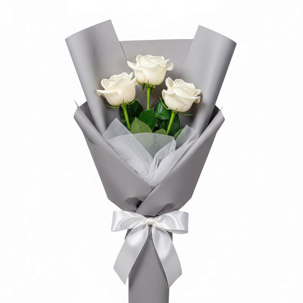 Букет 3 белые розы в Тербунах