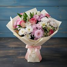 Букет цветов из:  Хризантемы, Альстромерии и Розы в Тербунах