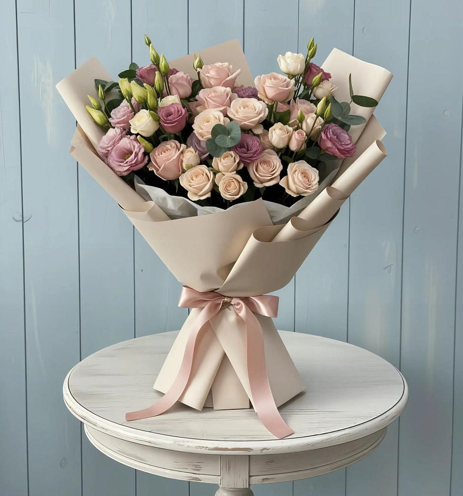 Букет цветов из: Розы и Лизиантусы в Тербунах