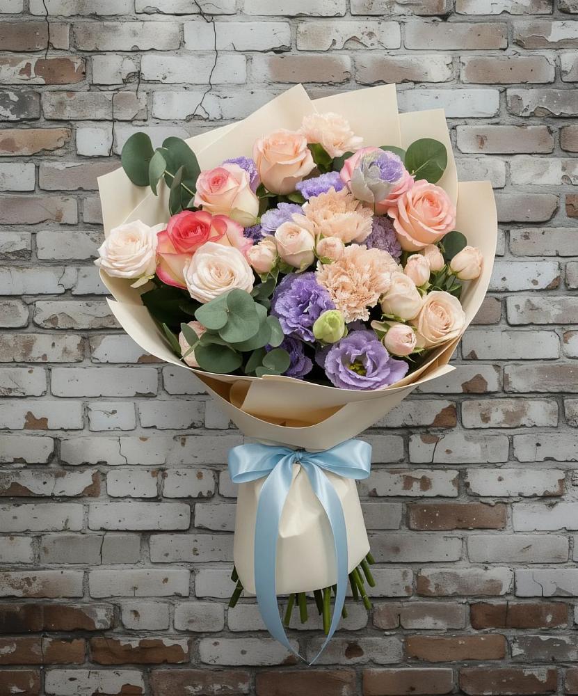 Букет цветов из: Розы, Лизиантусы и Гвоздики в Тербунах