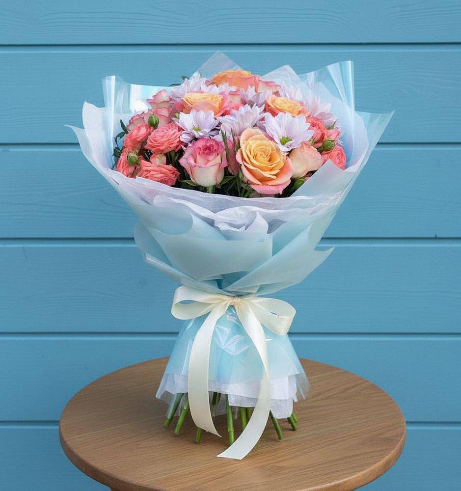 Букет цветов из: Хризантемы и Розы в Тербунах