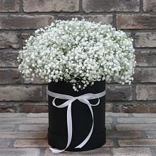 Цветочная композиция из Гипсофила в шляпной коробке в Тербунах