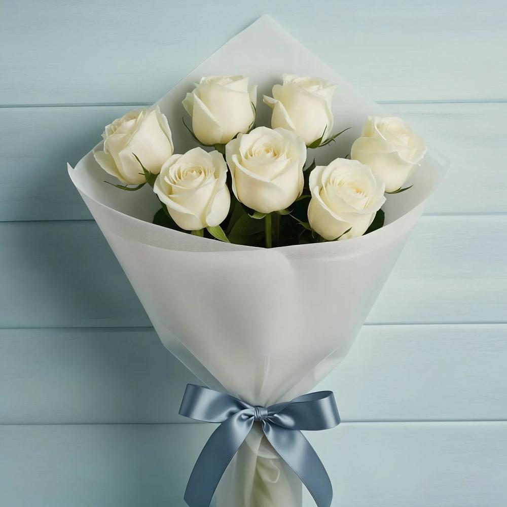 Букет 7 Белых роз Эдлесс Лав в Тербунах
