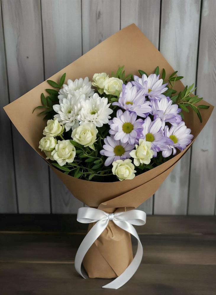 Букет цветов из: Хризантемы и Розы в Тербунах