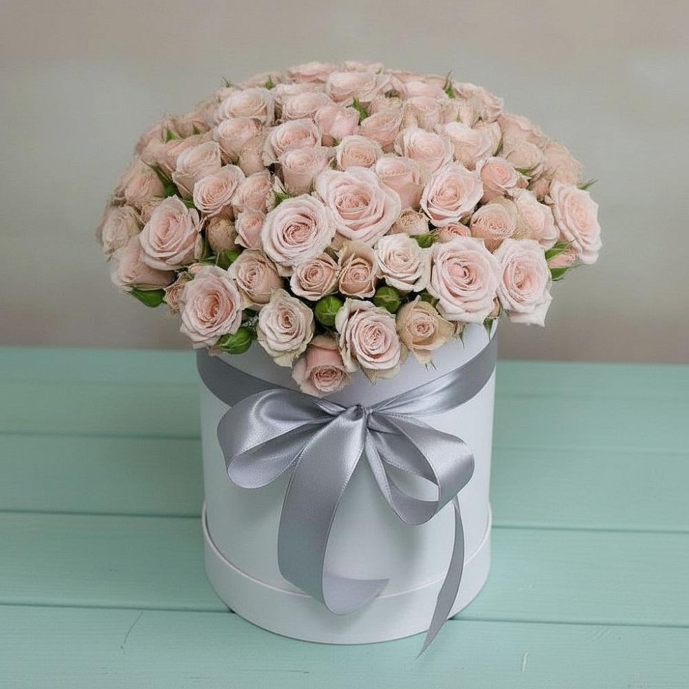 Цветочная композиция из Розы в шляпной коробке в Тербунах